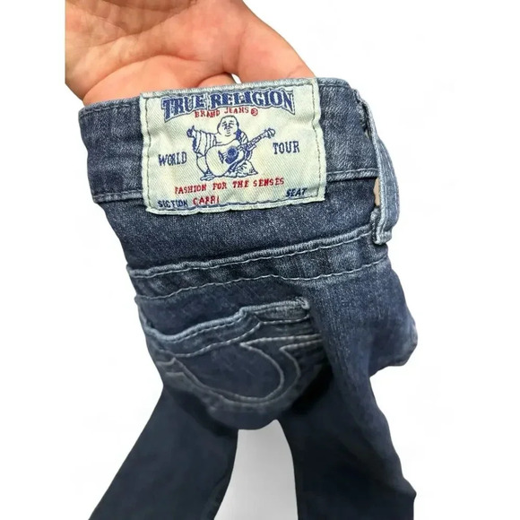 True Religion Catherdral Floral Print Capris Low Rise Cropped Jeans Size 27 - Picture 8 of 10